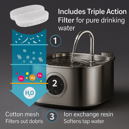 Auto-Cleaning Stainless Steel Pet Water Fountain