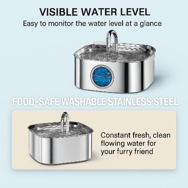 Auto-Cleaning Stainless Steel Pet Water Fountain