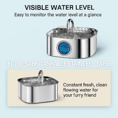 Auto-Cleaning Stainless Steel Pet Water Fountain