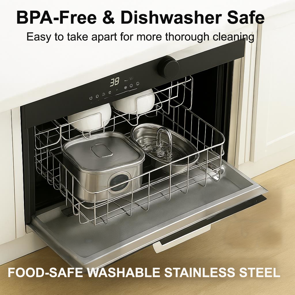 Auto-Cleaning Stainless Steel Pet Water Fountain