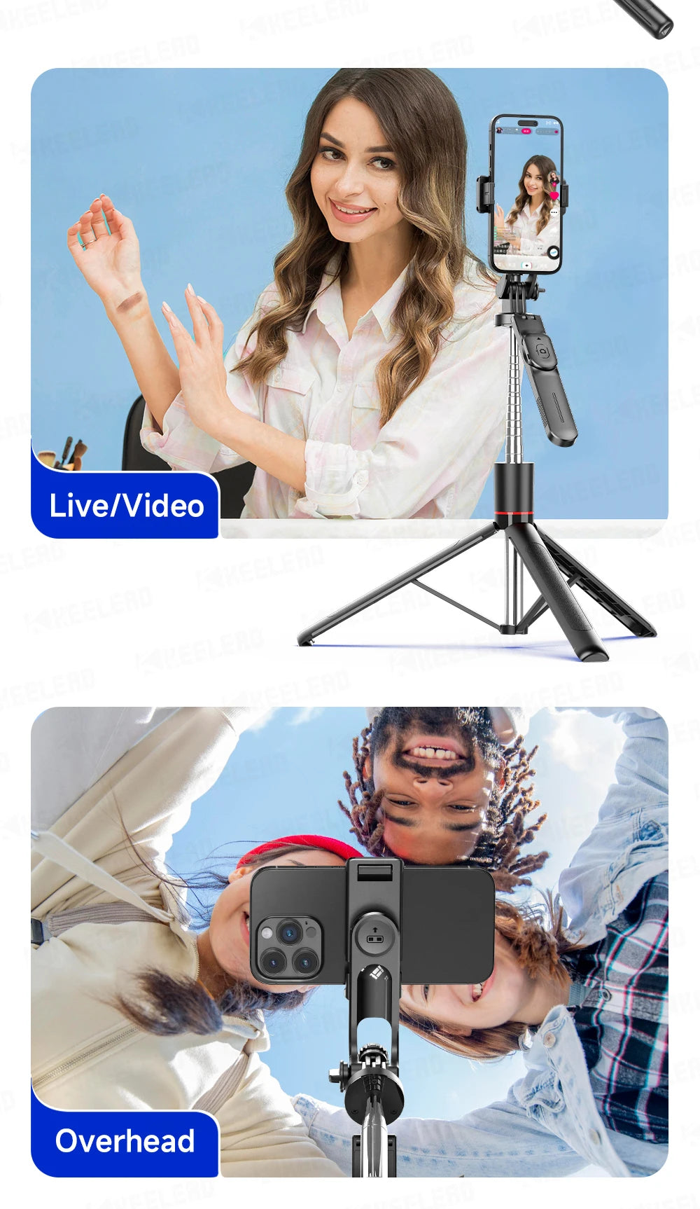 Stable Tripod Extendable Selfie Stick for Mobile Phones