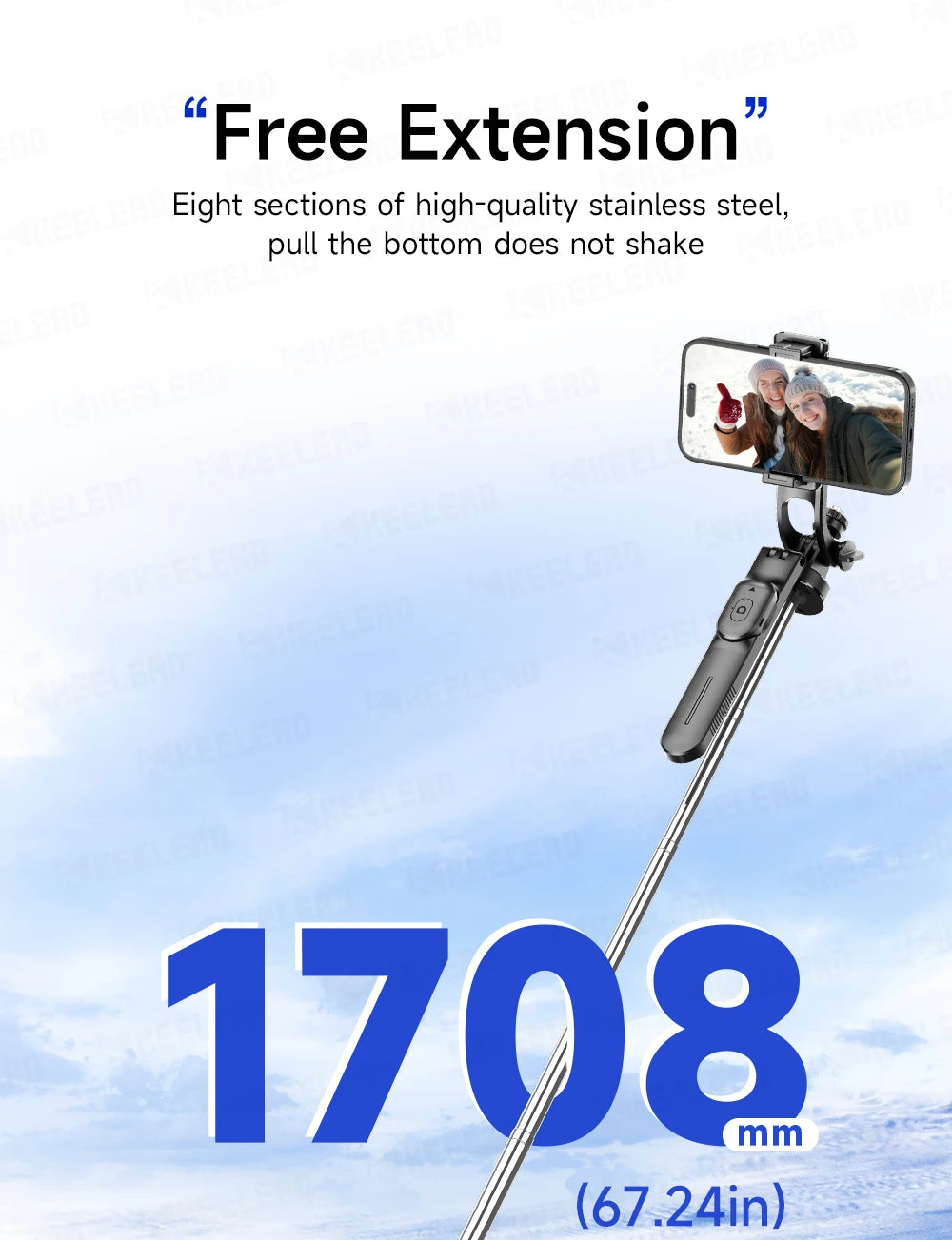 Stable Tripod Extendable Selfie Stick for Mobile Phones